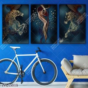 Tranh ghép ngựa và đường lượn sóng in canvas
