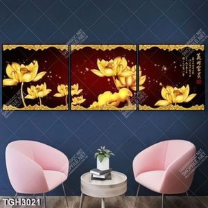Tranh ghép hoa sen gold