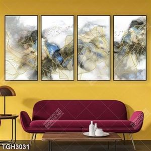 Tranh ghép sơn dầu và đường line gold