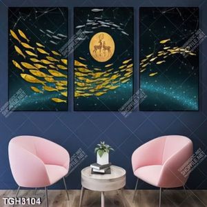 Tranh ghép đàn cá và mặt trăng