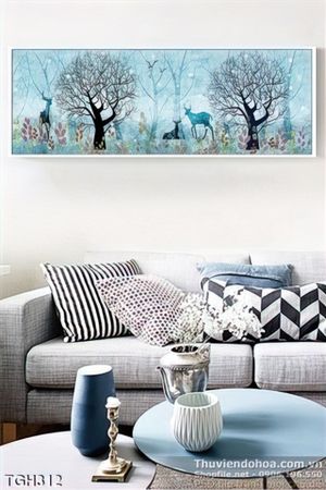 Tranh ghép khu rừng và con nai wall