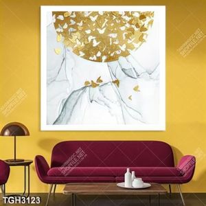 Tranh ghép đàn chim vàng in canvas đẹp