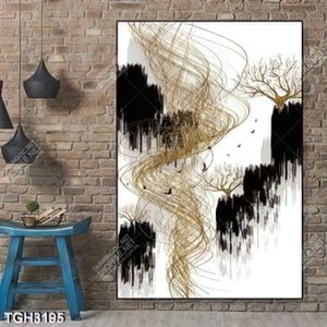Tranh ghép cây và chim trừu tượng