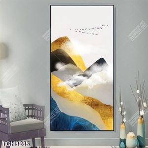 Tranh ghép khổ dọc núi và chim