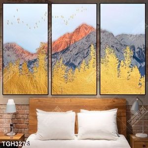 Tranh ghép 3 tấm núi gold
