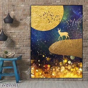 Tranh ghép hươu và nền galaxy