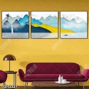 Tranh ghép 3 tấm núi và sông