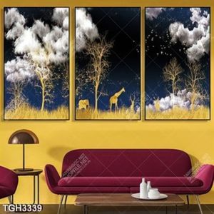Tranh ghép hươu và cây gold