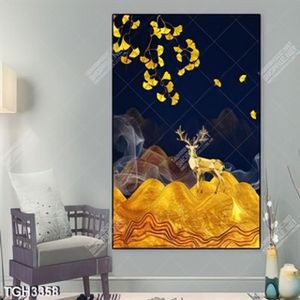Tranh ghép hươu và cây