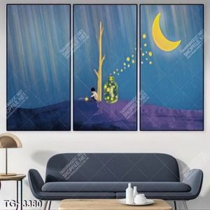 Tranh sơn dầu cậu bé và ánh trăng