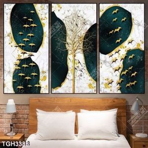 Tranh ghép cây và đàn chim chất liệu gold