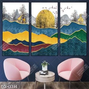 Tranh ghép rừng cây khô và hươu