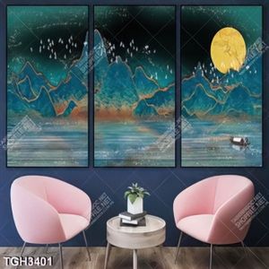Tranh sơn dầu núi và trăng