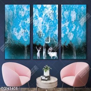 Tranh ghép sơn dầu đôi hươu nghệ thuật