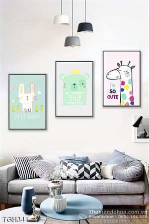 Tranh ghép thỏ con và hưu cao cổ