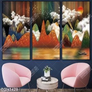 Tranh ghép núi và sông in kính chất lượng cao