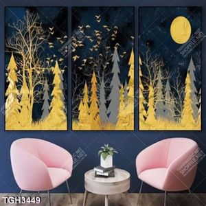 Tranh ghép rừng thông và ánh trăng