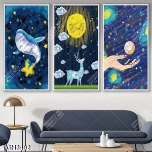 Tranh ghép sơn dầu cá voi và hươu