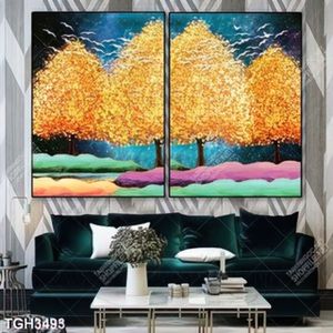 Tranh ghép sơn dầu cây vàng