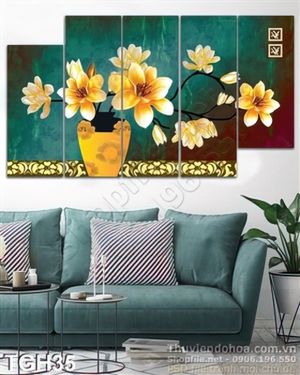 Tranh ghép hoa sứ sơn dầu đẹp