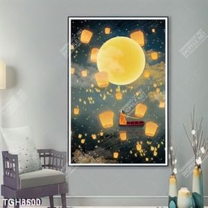 Tranh ghép đèn lồng trong đêm