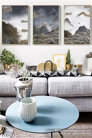 Tranh ghép đồi núi và đám mây hiện đại