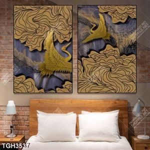 Tranh ghép chim Hạc và núi