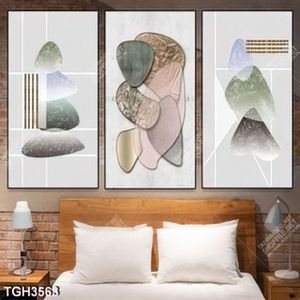 Tranh ghép 3 tấm trừu tượng nghệ thuật