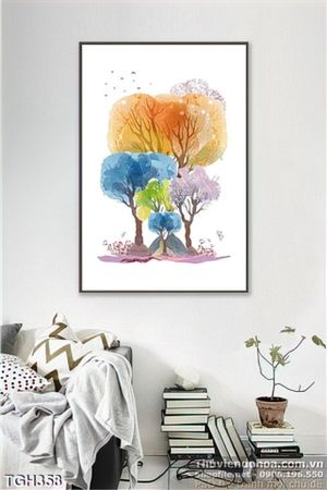 Tranh ghép những cái cây màu sắc