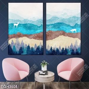 Tranh ghép 2 tấm rừng cây thông chất lượng