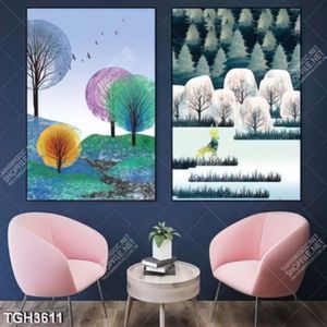 Tranh ghép 2 tấm cây nghệ thuật
