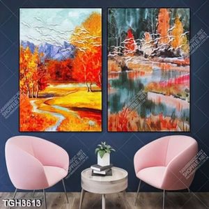 Tranh ghép sơn dầu phong cảnh mùa thu