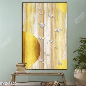 Tranh ghép đàn chim và ánh trăng chất liệu gold