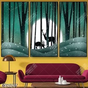 Tranh ghép hươu trong rừng cây