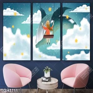 Tranh ghép bé ngồi xích đu