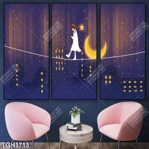 Tranh ghép 3 tấm bé và trăng