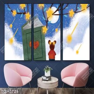 Tranh ghép 3 tấm bé đọc sách