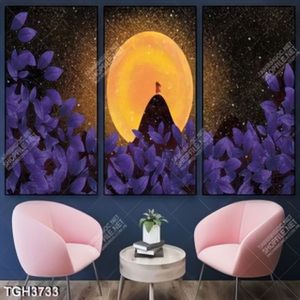 Tranh ghép mặt trăng và lá cây