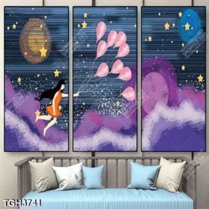 Tranh ghép 3 tấm bé chơi bong bóng
