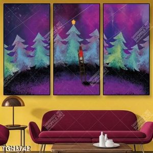 Tranh ghép 3 tấm rừng thông