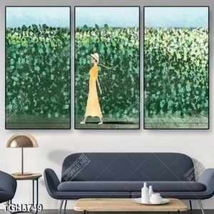 Tranh ghép sơn dầu thiếu nữ và cỏ