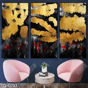Tranh ghép cá chép và vệt màu gold