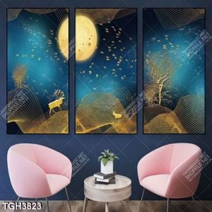Tranh ghép núi và mặt trăng