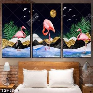 Tranh ghép 3 tấm chim hồng hạc