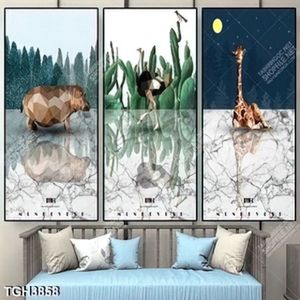 Tranh ghép nghệ thuật hà mã, đà điểu, hươu cao cổ