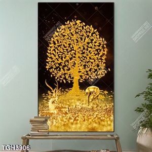 Tranh ghép tài lộc hươu vàng