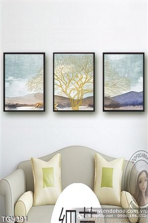 Tranh ghép cây cổ thụ mạ vàng