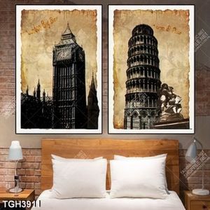 Tranh ghép 2 tấm tháp Big Ben và Pisa