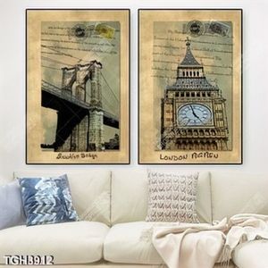 Tranh ghép 2 tấm cầu Brooklyn và tháp BigBen