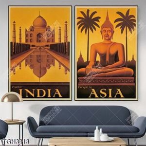 Tranh ghép 2 tấm đền Taj Mahal và tượng Phật